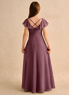 Azazie Nari Girls Formal Flower Girl Dresses Sangria A-Line with Sleeves Chiffon Dress image7