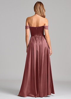 Azazie Raisa Abiti da Damigella Abito A-Line in Raso Elasticizzato a Spalla Scoperta Ametista image5