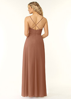 Azazie Naeem Bridesmaid Dresses Bronzer A-Line V-Neck Ruffle Chiffon Dress image4