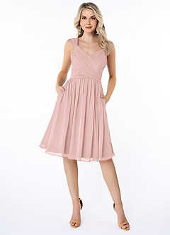 Azazie Angie Abiti da Damigella Abito A-Line in Chiffon Corsetto Rosa Cipria image1