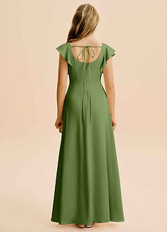 Azazie Bondi Junior Juniper A-Line Side Slit Stretch Satin Dress image2
