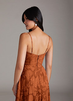 Azazie Moira Suknie dla druhen Linia A Rozcięcie z boku Kwiatowe wypalenie Do ziemi Sukienka image6