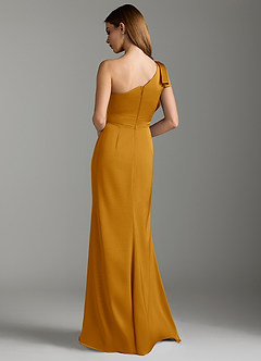 Azazie Rinna Bridesmaid Dresses Butterscotch Mermaid Ruched Stretch Satin Dress image8