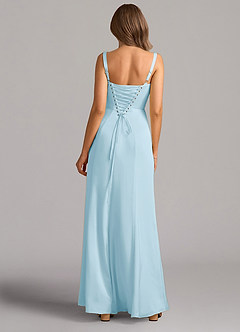 Azazie Amaris Bridesmaid Dresses Sky Blue A-Line Corset Stretch Satin Dress image3