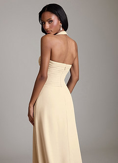 Azazie Clarisa Abiti da Damigella Abito A-Line in Chiffon Plissettato Champagne image4