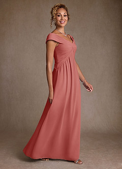 Azazie Myrtle Mother of the Bride Dresses Antique Rose A-Line Pleated Chiffon Dress image3