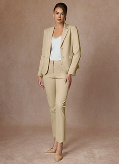 front Whitney Champagne 고급 직조 기술로 제작된 기능성 긴 바지 정장