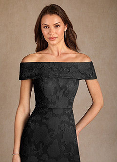 Azazie Medford vestidos de madre de la novia Vestido de Negro de Devorado Floral de Corte En A con Vestidos sin tirantes image6