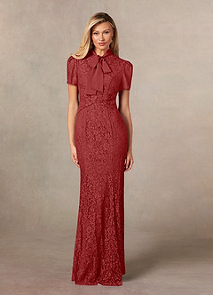 Azazie Carleannia Mother of the Bride Dresses Rust Mermaid Lace Chiffon Dress image1