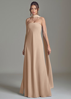 Azazie Ilana Bridesmaid Dresses Taupe A-Line Strapless Chiffon Dress image3