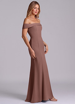 Azazie Luciana Bridesmaid Dresses Espresso Sheath Off the Shoulder Chiffon Convertible Dress image5
