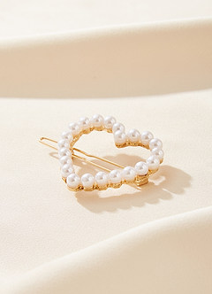 front Pearl Heart Barrette