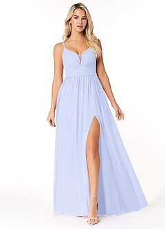 Azazie Rayna Bridesmaid Dresses Lavender A-Line V-Neck Pleated Chiffon Dress image1