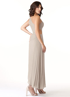 Azazie Kirra Bridesmaid Dresses Frost A-Line One Shoulder Chiffon Dress image4