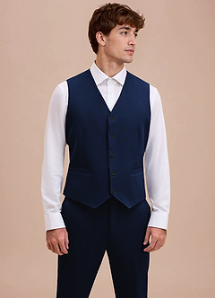 front Ethan Blue Refined Weave Suit Vest