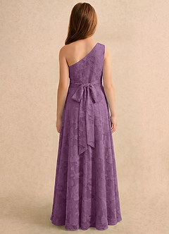 Azazie Pudles Girls Formal Robe Demoiselle D'honneur Fillette Robe Trapèze en Blumen-Burnout Asymétrique Glycine image2
