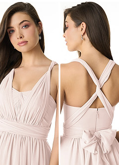 Azazie Olani Bridesmaid Dresses Rose Petal A-Line Off the Shoulder Chiffon Convertible Dress image5