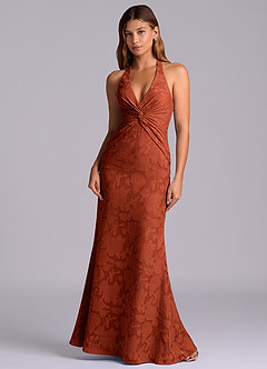 Azazie Valerie Brudepigekjoler Havfrue Plisseret Blomsterudbrændthed Gulv-længde Kjole image3