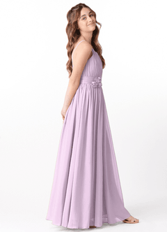 Azazie Astrid Junior Frosted Lilac A-Line Floral Chiffon Dress image5