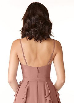Azazie Peyton Bridesmaid Dresses Cedar Rose A-Line Ruched Chiffon Dress image3