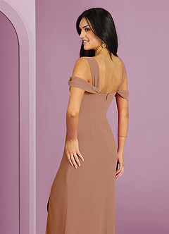 Barbie ♥ Azazie Bridesmaid Dresses Champagne Rose A-Line Off the Shoulder Chiffon Dress image2