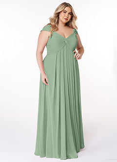 Azazie Kaitlynn Bridesmaid Dresses Matcha Empire Ruched Chiffon Convertible Dress image10