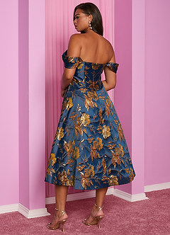 Barbie™ ❤ AZAZIE 4014 Midi Klänning Förgylld Blå image9