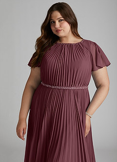 Azazie Kara vestidos de dama de honor modestos Vestido de Corte En A Plisado Hasta el suelo Gasa image15