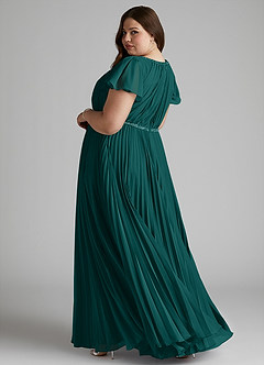 Azazie Kara Modest Bridesmaid Dresses A-Line Pleated Chiffon Floor-Length Dress image11