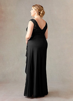 Azazie Edelin Mother of the Bride Dresses Black A-Line Sweetheart Neckline Pleated Mesh Dress image11