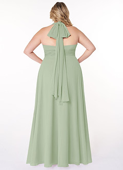 Azazie Fifi Vestidos de damas de honor Vestido de Salvia Polvorienta de Gasa de Corte en A Convertible con Sin tirantes image13
