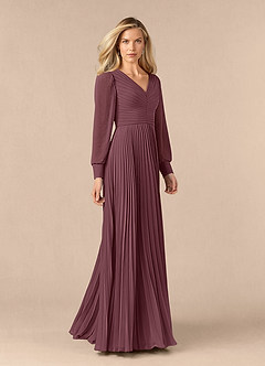 Azazie Zina Mother of the Bride Dresses Sangria A-Line Pleated Chiffon Dress image2
