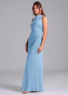 Azazie Evadne Suknie dla druhen Osłona Pofałdowany Szyfon Do ziemi Sukienka image1