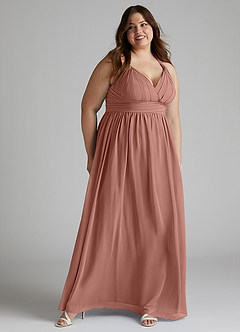 Azazie Ashia Final Sale Cedar Rose A-Line Pleated Chiffon Dress image9