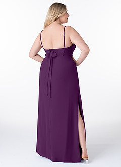 Azazie Mai Bridesmaid Dresses Grape Sheath Pleated Chiffon Dress image9