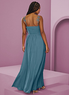 Barbie ♥ Azazie Brautjungfernkleider A-Linie Plissee Chiffon Kleid Bermudablau image6