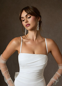 Azazie Colette Wedding Dresses Diamond White Fit and Flare Strapless Crepe Back Satin Dress image7