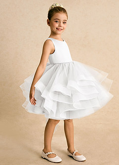 Azazie Tinie Robe Demoiselle D'honneur Fillette Robe Princesse en Tulle Arc Blanc image4