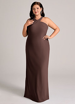Azazie Doretta Bridesmaid Dresses Ganache Mermaid Pleated Chiffon Dress image4