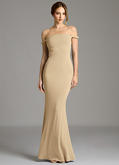 Azazie Shantal Brudtärnklänningar Klänning av Sjöjungfru i Premium stretchjersey Off the shoulder Champagne image5