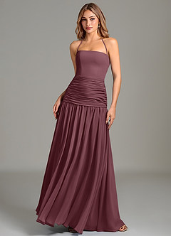 Azazie Vashti Bridesmaid Dresses Sangria A-Line Chiffon Dress image1