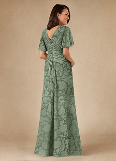 Azazie Emmeline Vestidos para mãe da noiva Vestir Matchá de Esgotamento Floral de Linha A com Plissado image2