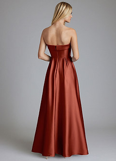 Azazie Lucienne Bridesmaid Dresses Terracotta A-Line Strapless Stretch Satin Convertible Dress image2
