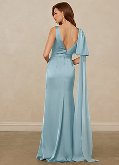 Christian Siriano Bridal for Azazie 1011 Bridesmaid Dresses Moody Blue Mermaid Bow Stretch Satin Dress image2