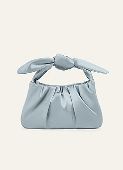 Matching Color Metallic Satin Knotted Handle Handbag