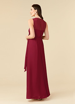 Azazie Marchioness Mother of the Bride Dresses Burgundy A-Line Scoop Pleated Chiffon Dress image4