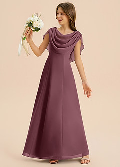 Azazie Lambie Junior Sangria A-Line Pleated Chiffon Dress image2