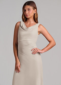 Azazie Nerine Brudtärnklänningar Klä av A-Linje i Chiffong Plisserad Frost image6