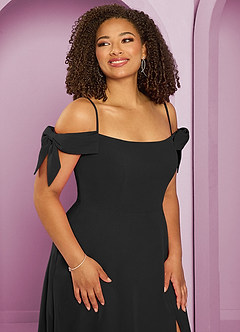 Barbie ♥ Azazie Bridesmaid Dresses Black A-Line Off the Shoulder Chiffon Convertible Dress image10