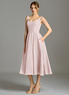 Azazie Amalie Bridesmaid Dresses Blushing Pink A-Line Pleated Chiffon Dress image1